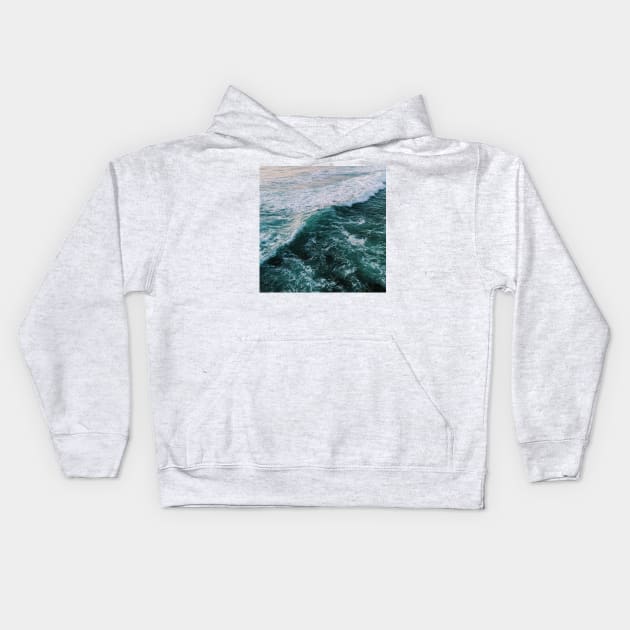 Stormy Ocean Waves Kids Hoodie by AlexandraStr